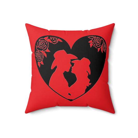 Cowboy Love -Faux Suede Square Pillow - Mother's Day