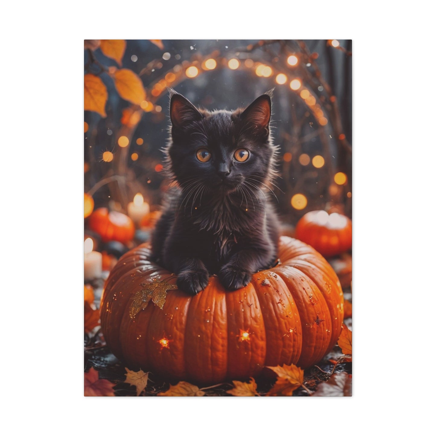 Kitty in Pumkin - Canvas Stretched, 0.75" - Halloween