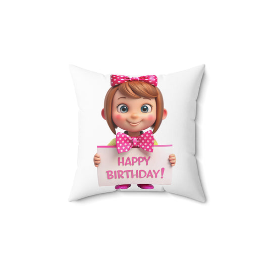 Happy Birthday - Faux Suede Square Pillow