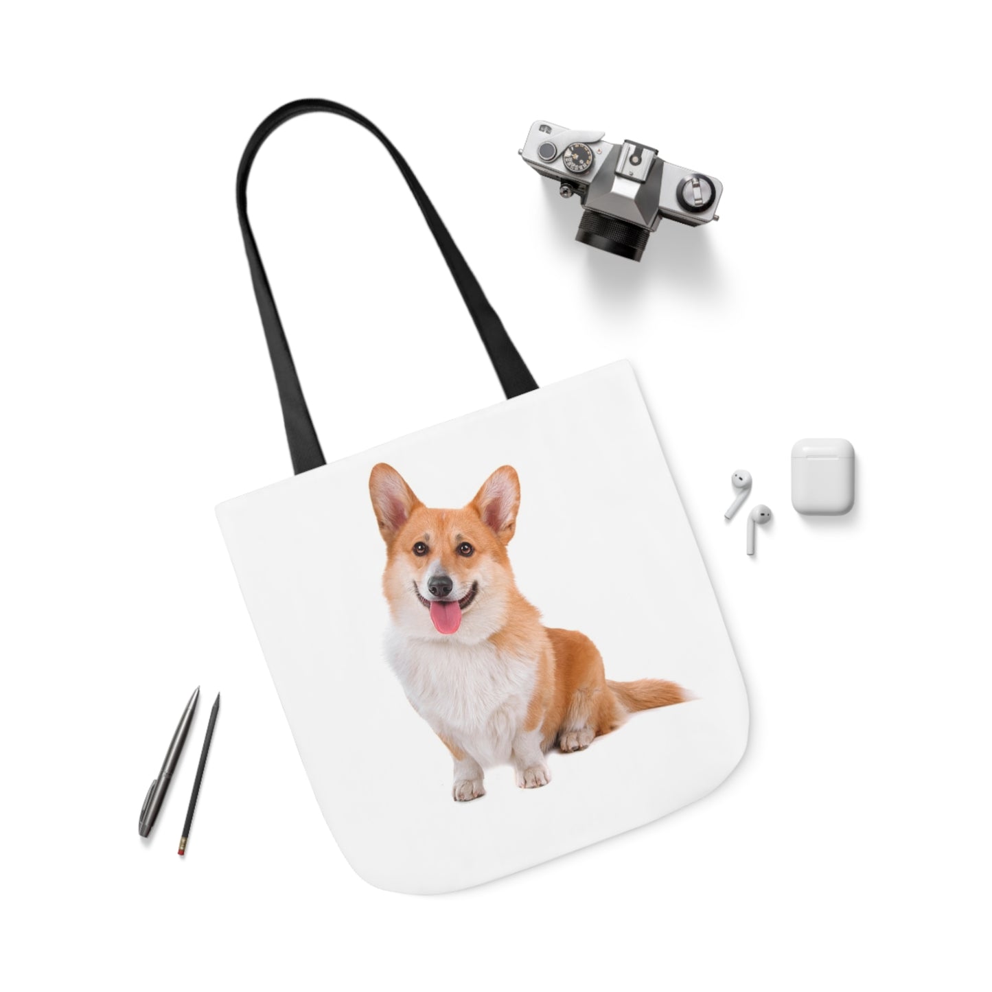 Corgi 1 - Canvas Tote Bag, 5-Color Straps