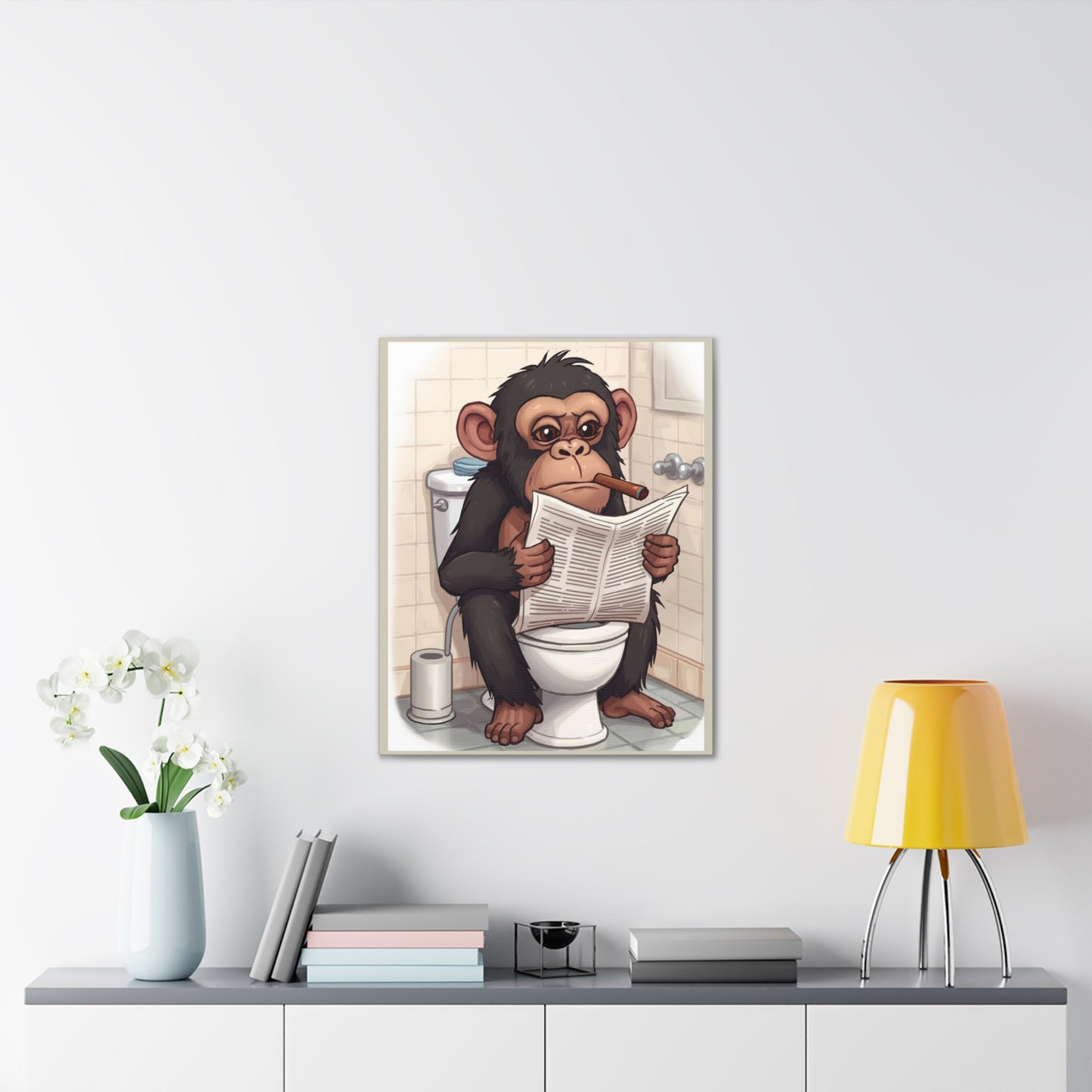 Chimp on the pot - Canvas Stretched, 0.75" - Wall Art 2026 - Bathroom Humor