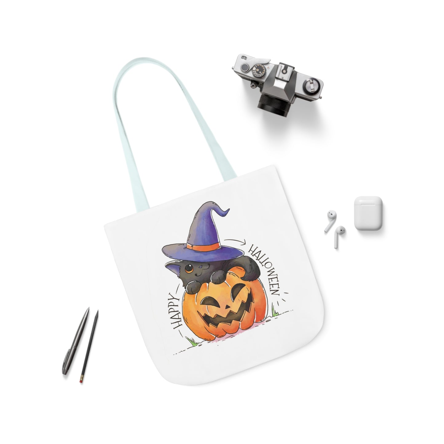 Happy Halloween - Canvas Tote Bag, 5-Color Straps - Halloween