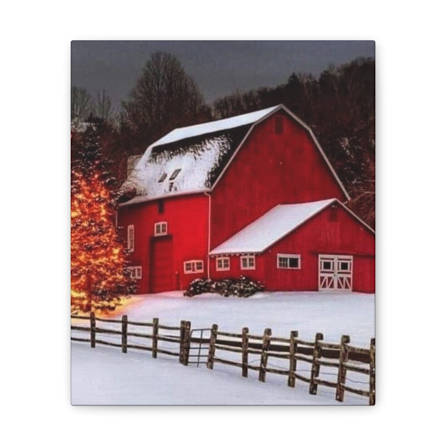 Barn in Winter - Canvas Stretched, 0.75"