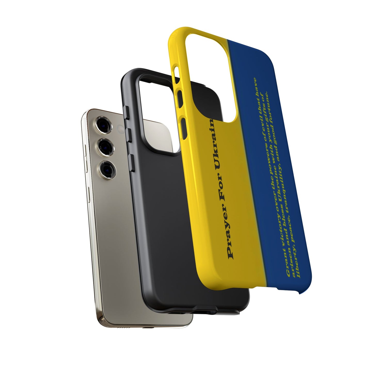 Flag of Ukraine with Prayer - Flag Phone Cases