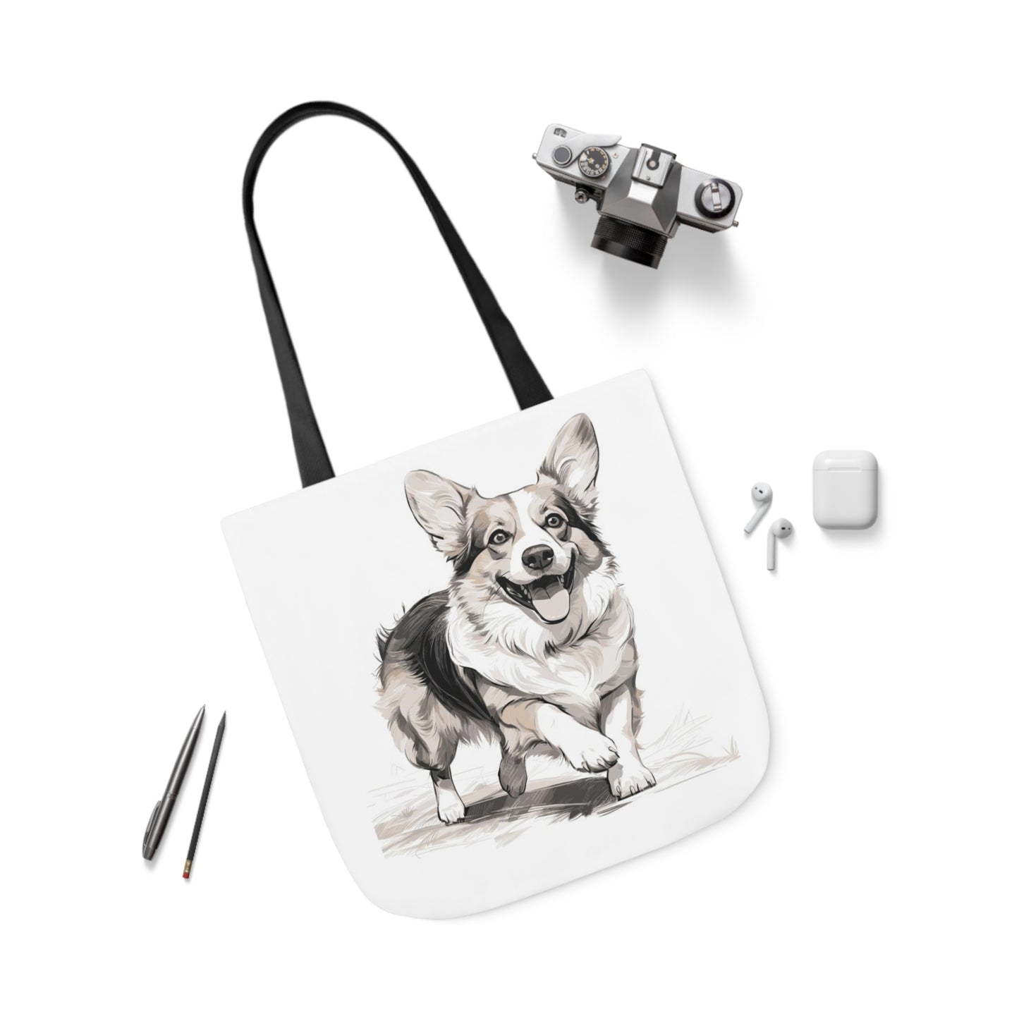 Corgi 2 - Canvas Tote Bag, 5-Color Straps