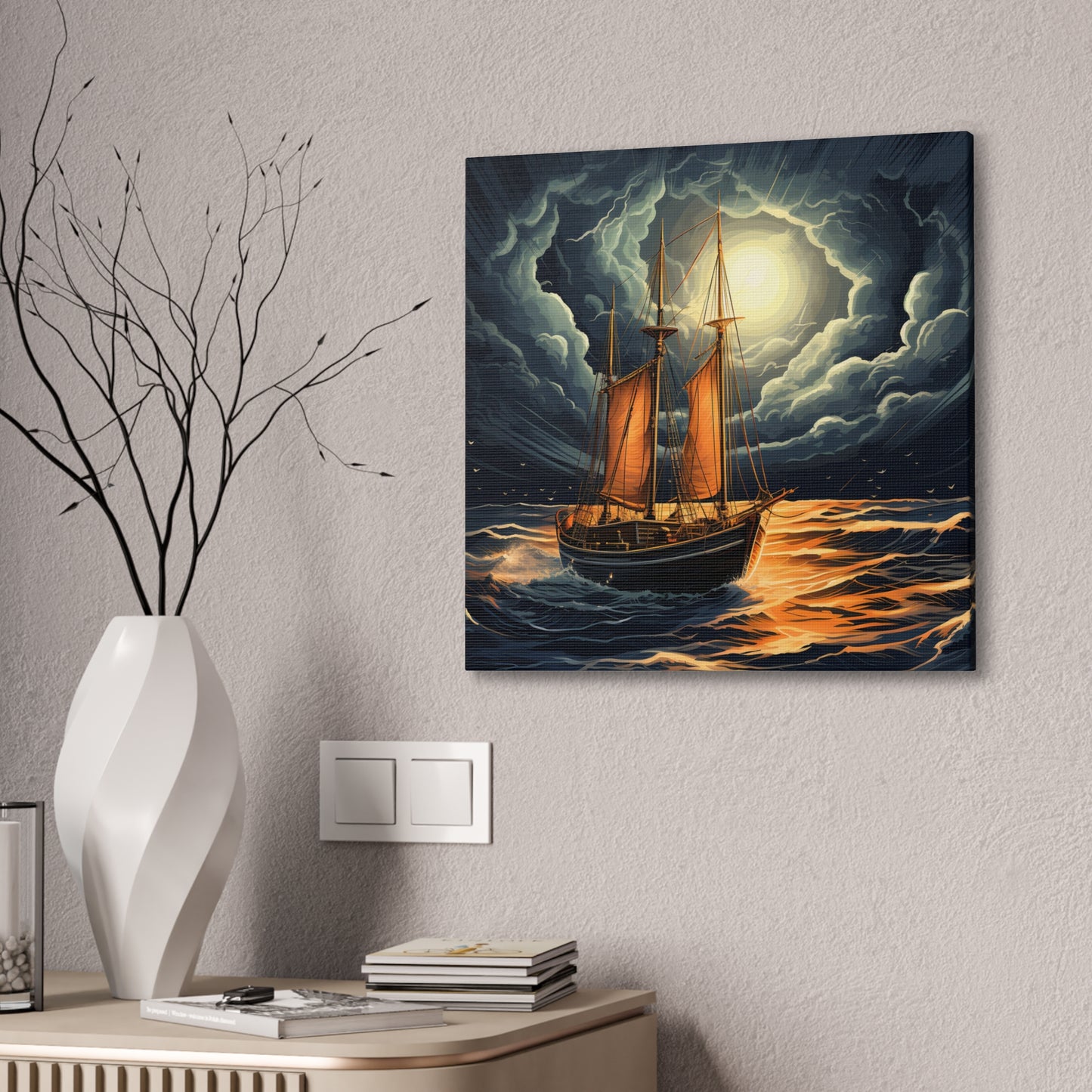 Sailing in the moonlight - Canvas Stretched, 0.75"