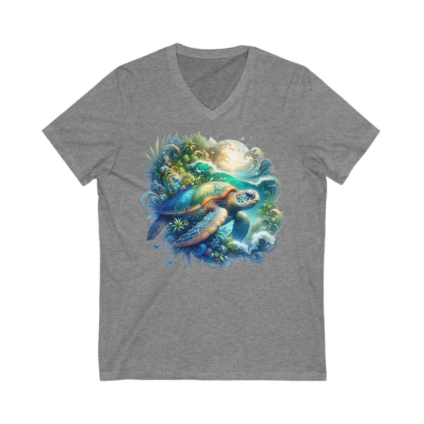 Turtle - Unisex Jersey Short Sleeve V-Neck T-Shirt