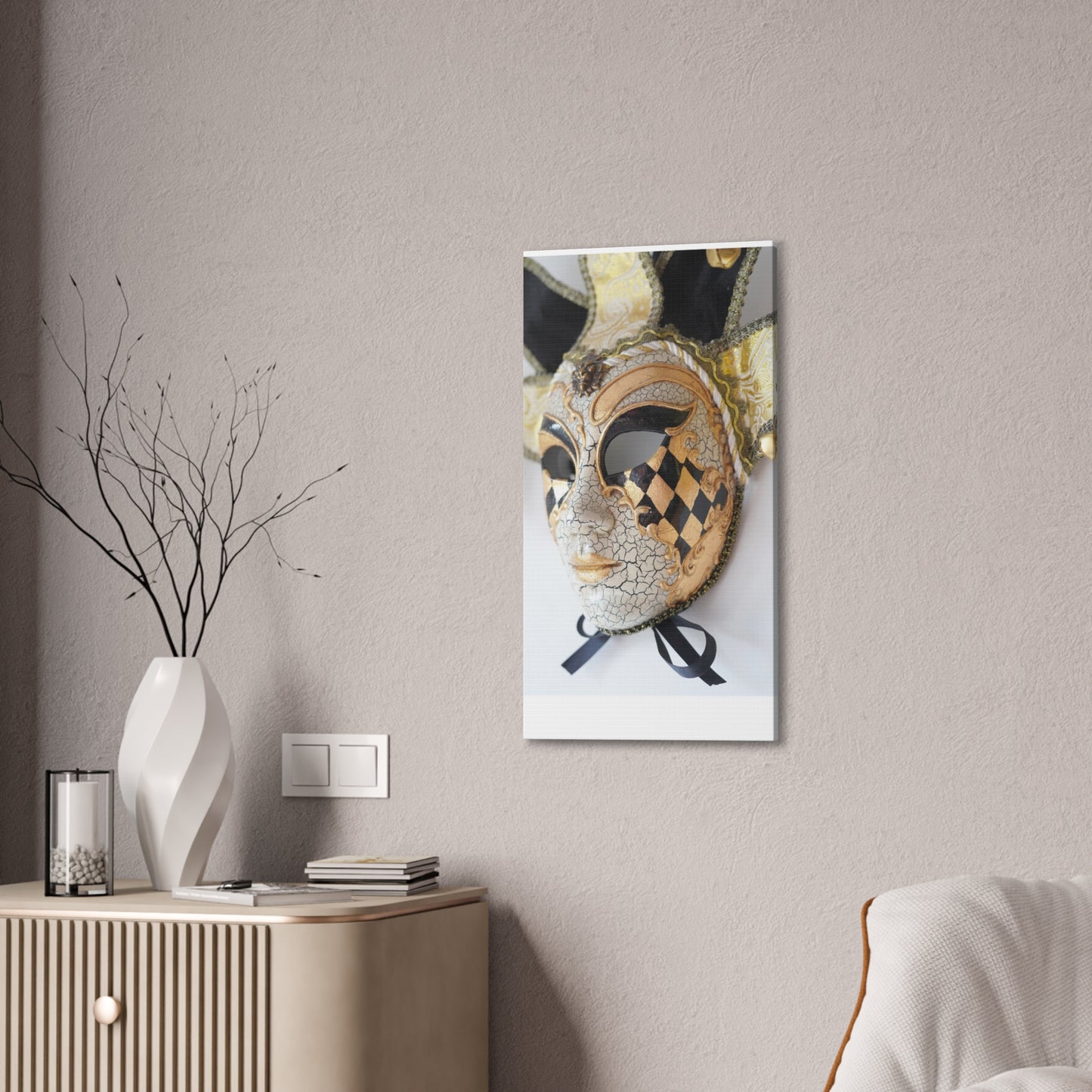 Gold and Silver Mask - Canvas Stretched, 0.75"