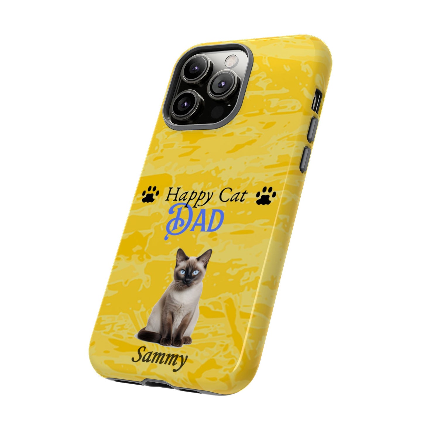 Happy Cat Dad - Personalized - Whimsical Phone Cases - Father's Day