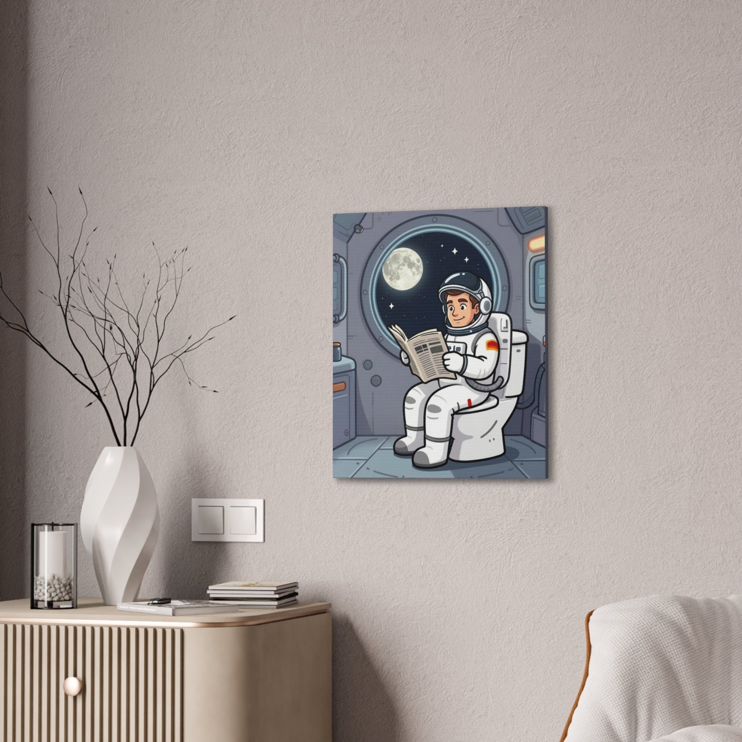 Space Library - Canvas Stretched, 0.75" - Wall Art 2026 - Bathroom Humor