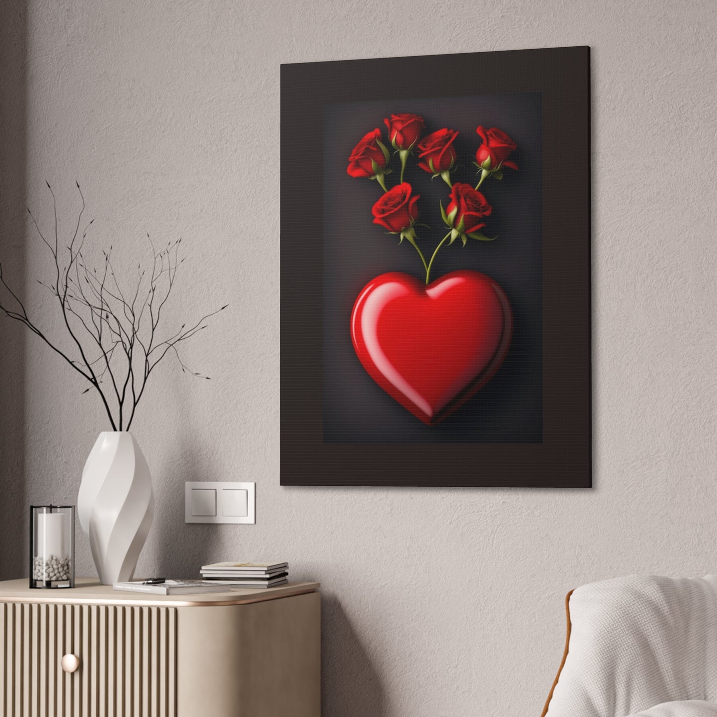 Heart and Roses - Canvas Stretched, 0.75" - Mother's Day