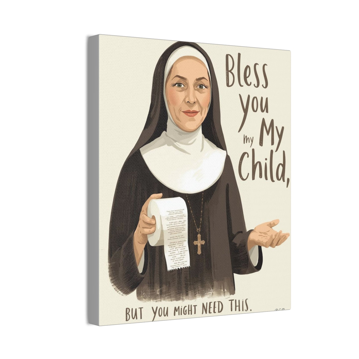 Bless You My Child - Canvas Stretched, 0.75" - 2026 Wall Art - Bathroom Humor