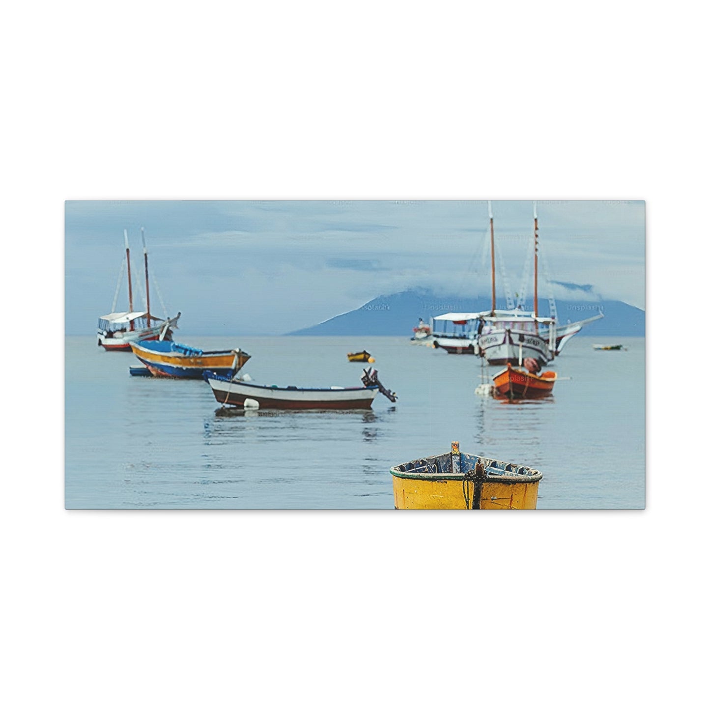 Boats in Harbor _ Canvas Stretched, 0.75"