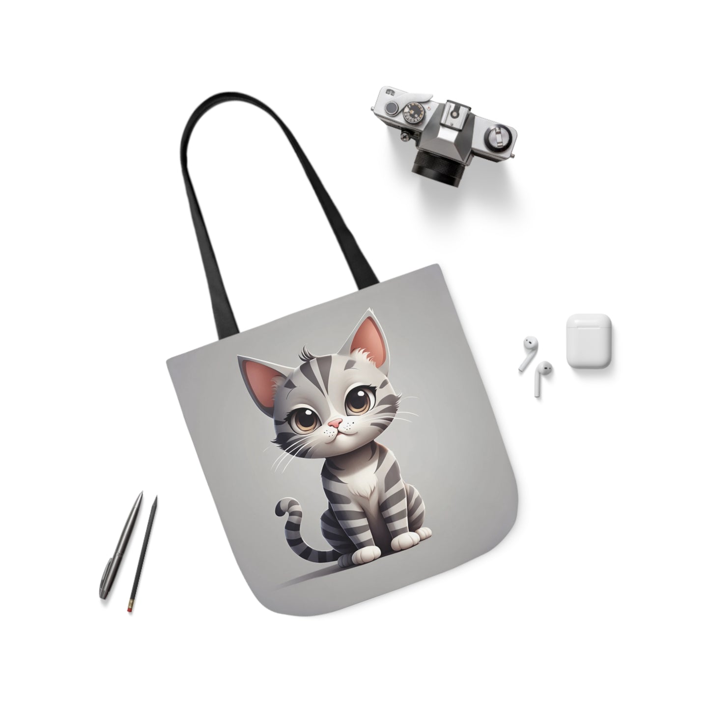 Kitty - Canvas Tote Bag, 5-Color Straps