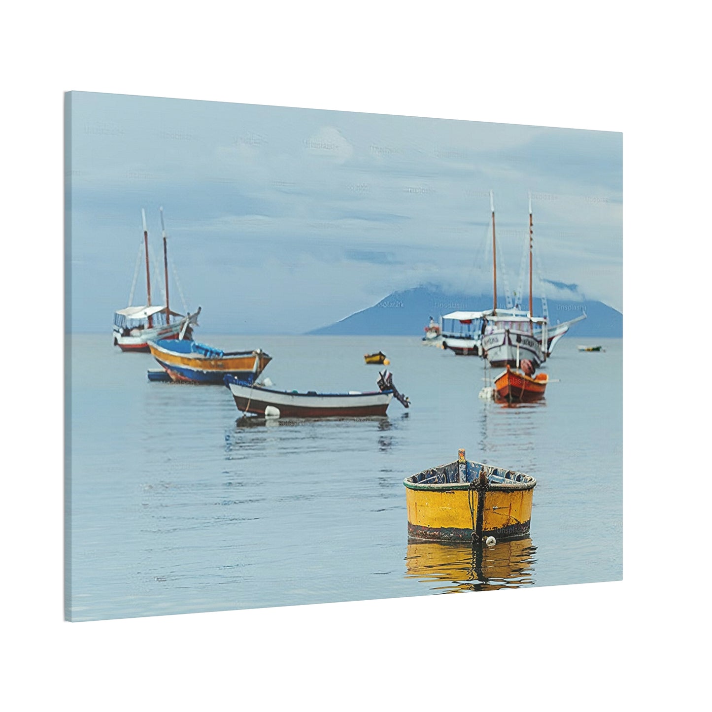 Boats in Harbor _ Canvas Stretched, 0.75"