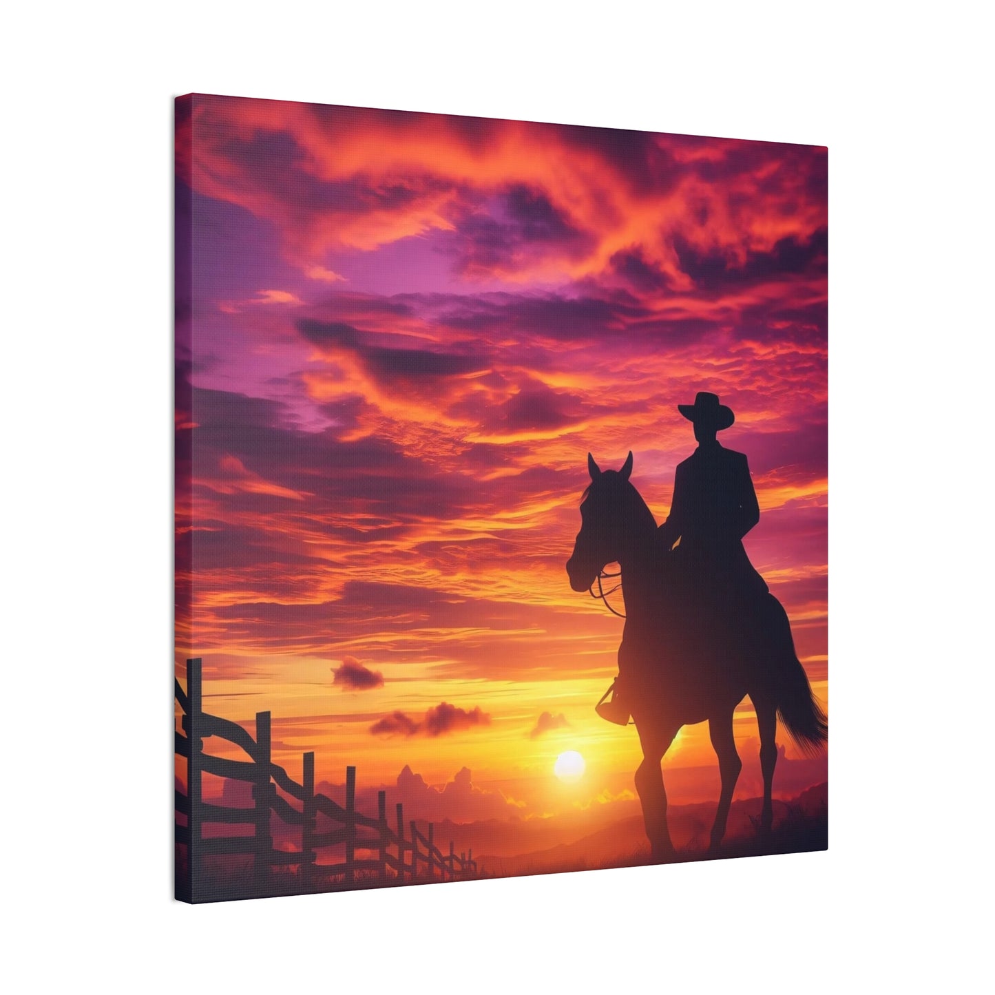 Cowboy in the Sunset - Canvas Stretched, 0.75"