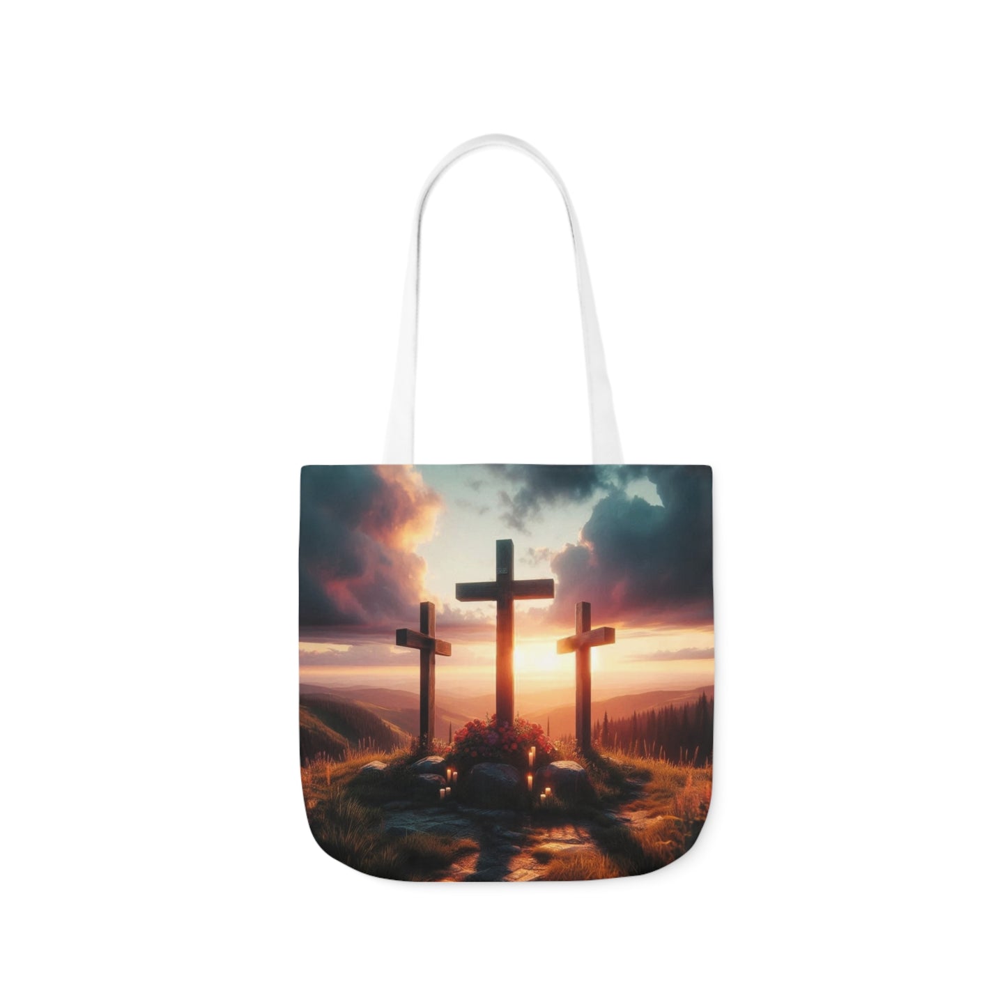 Calvary - Canvas Tote Bag, 5-Color Straps - Easter - Religious