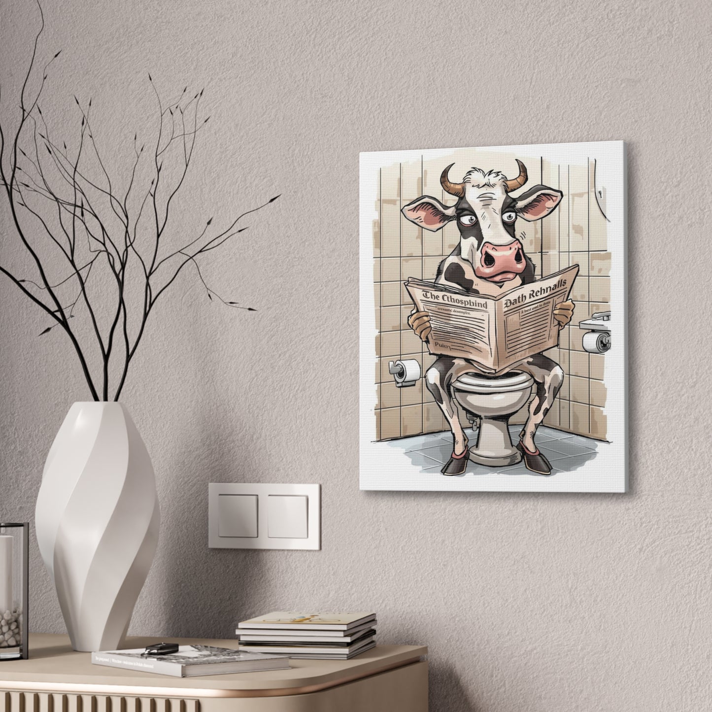 Steer in the John - Canvas Stretched, 0.75" - Wall Art 2026 - Bathroom Humor