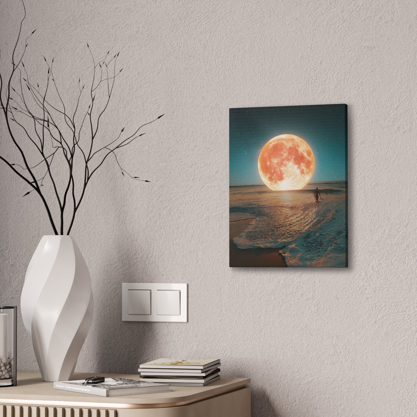 Moon on the water - Canvas Stretched, 0.75"