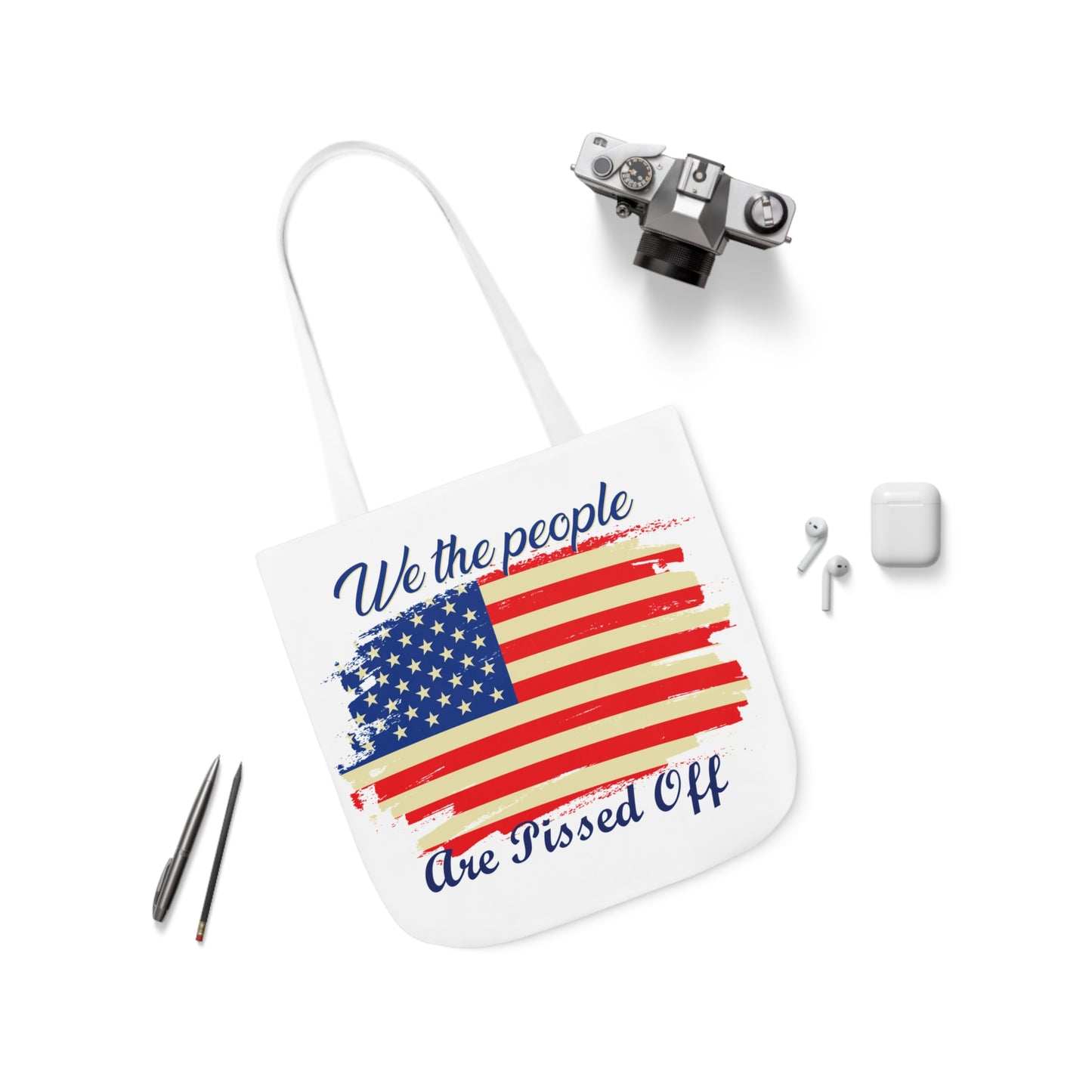 We the People - Canvas Tote Bag, 5-Color Straps - Veterans - Patriotic