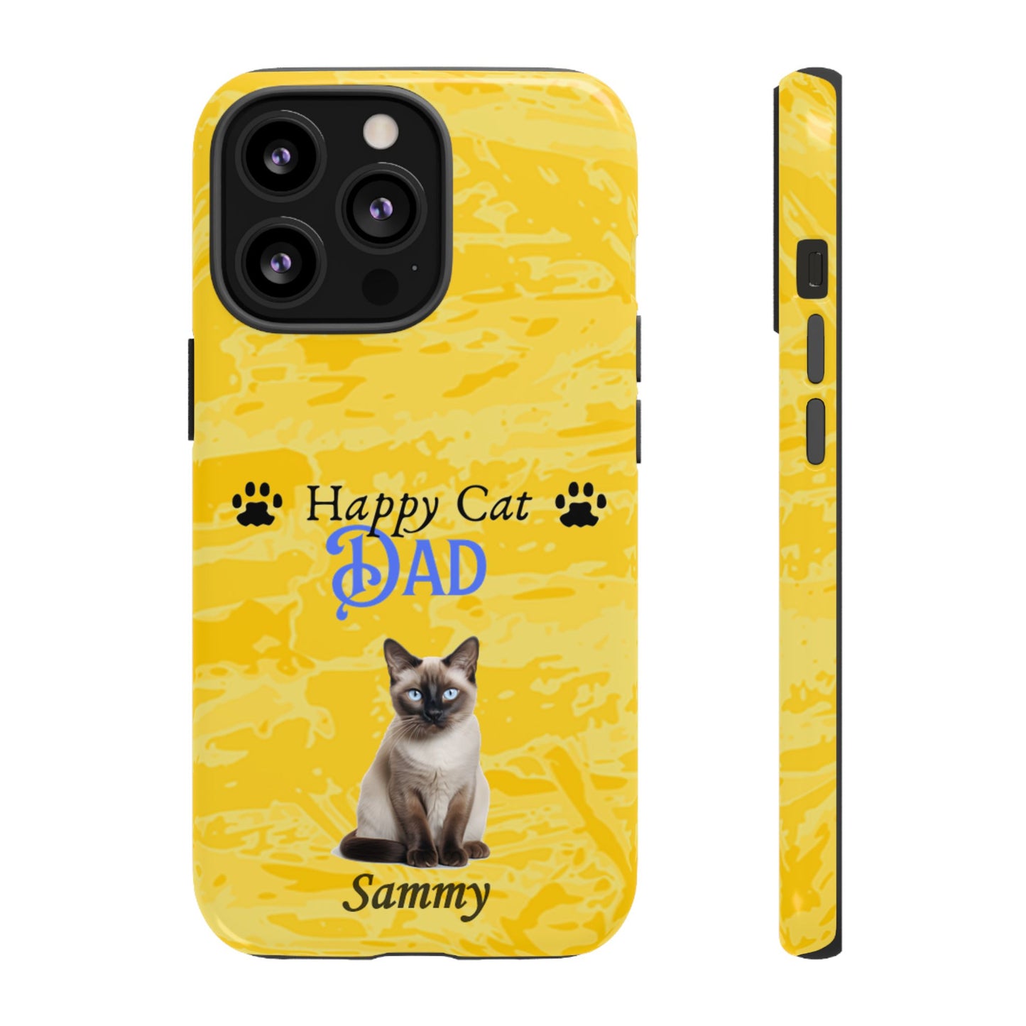 Happy Cat Dad - Personalized - Whimsical Phone Cases - Father's Day