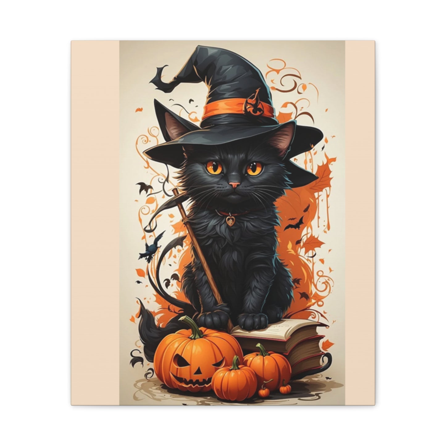 Black Cat - Canvas Stretched, 0.75" - Halloween