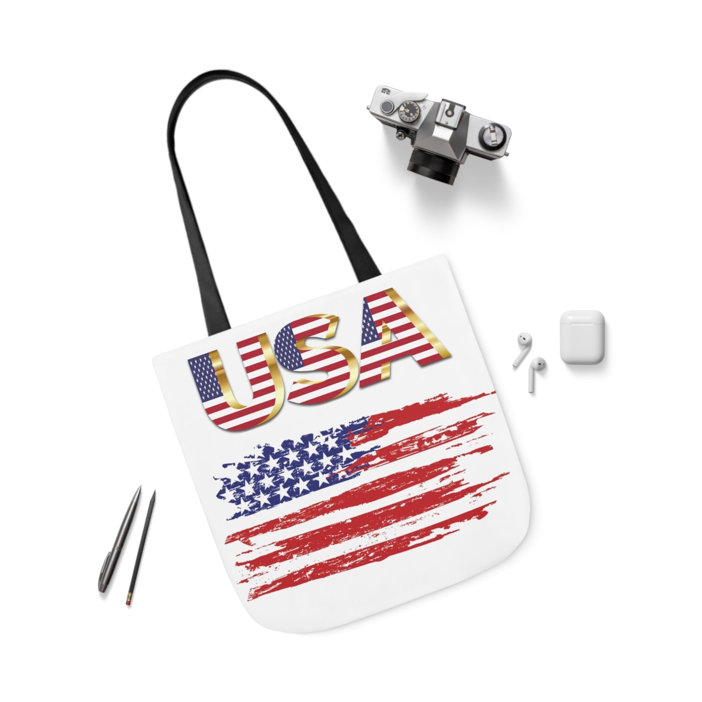 American - Canvas Tote Bag, 5-Color Straps - Patriotic