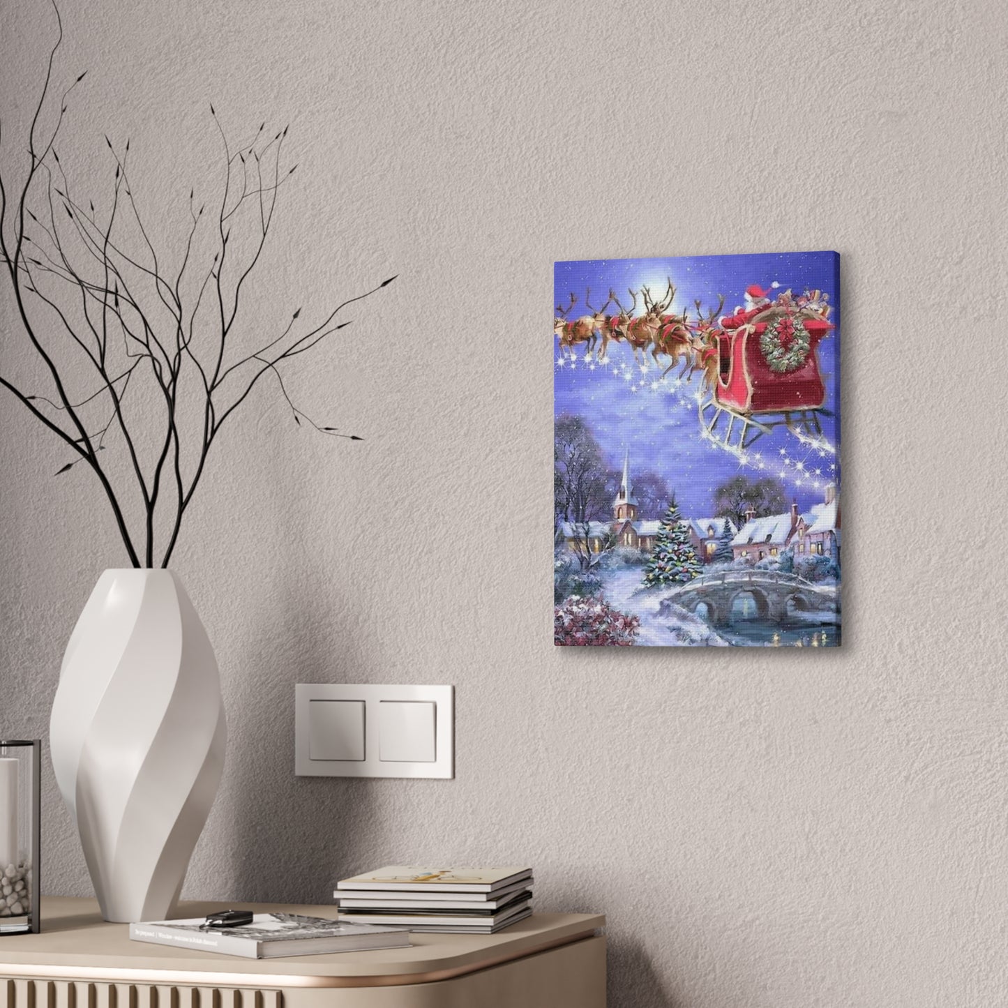 Santa's Coming - Canvas Stretched, 0.75" Christmas