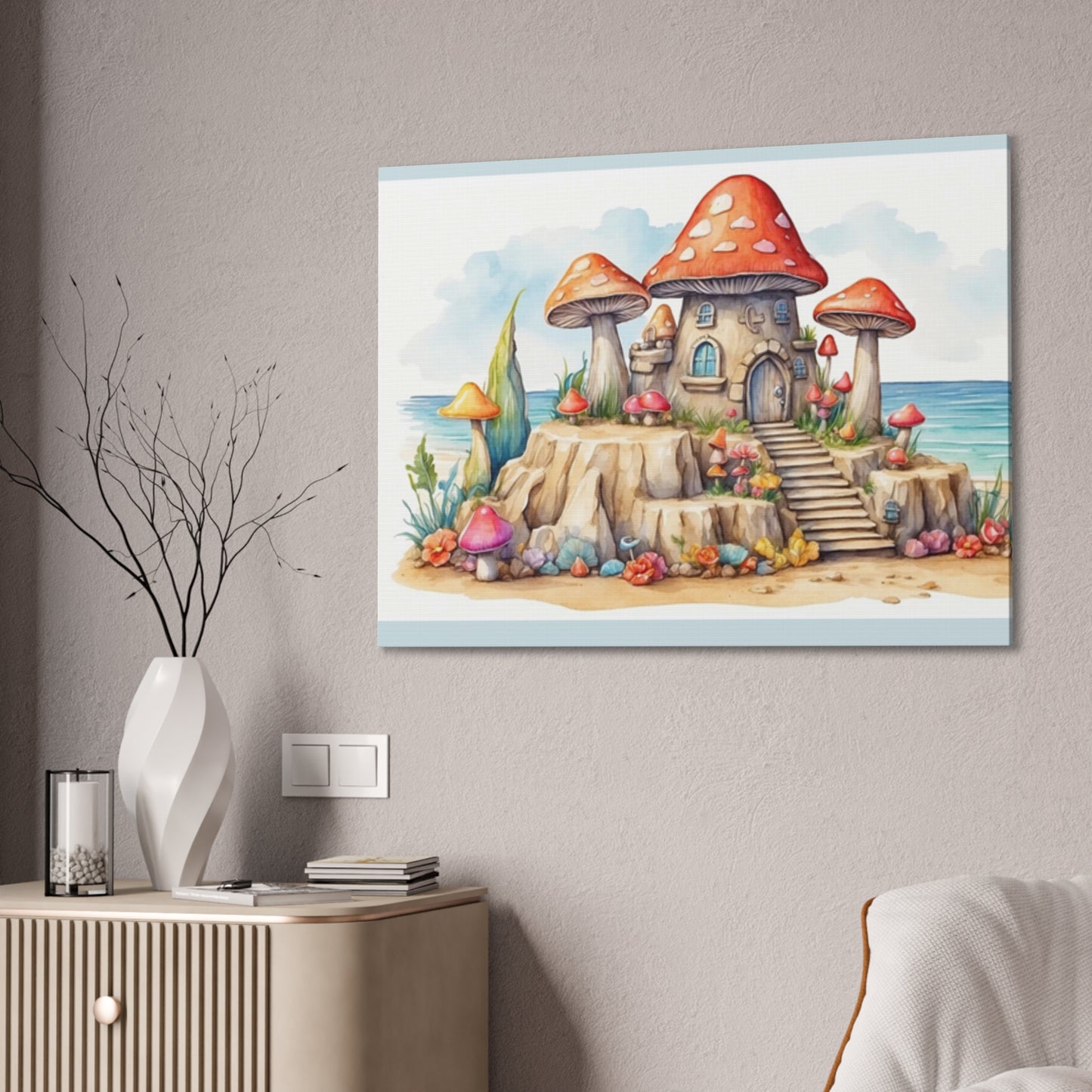 Mushroom House - Canvas Stretched, 0.75"