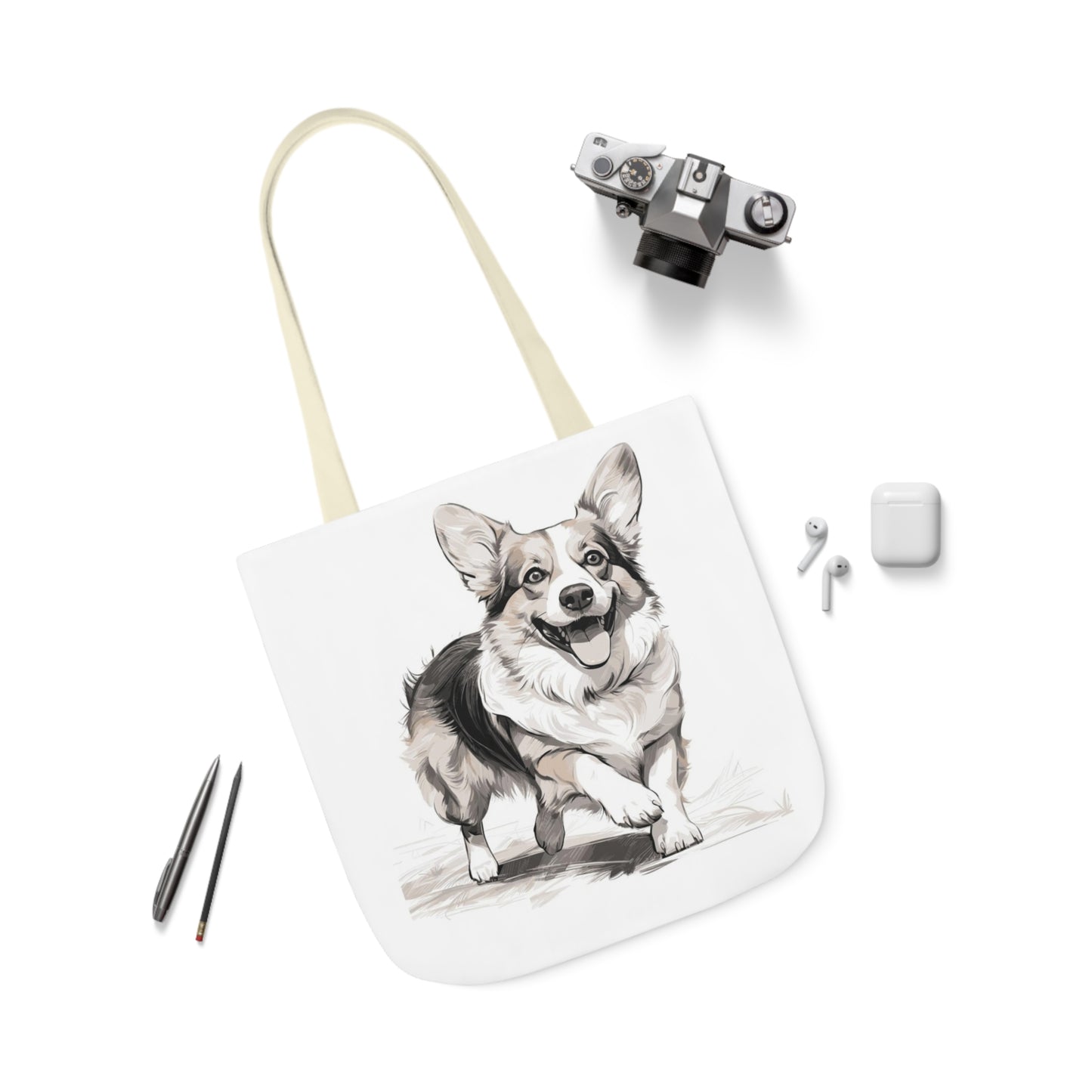 Corgi 2 - Canvas Tote Bag, 5-Color Straps