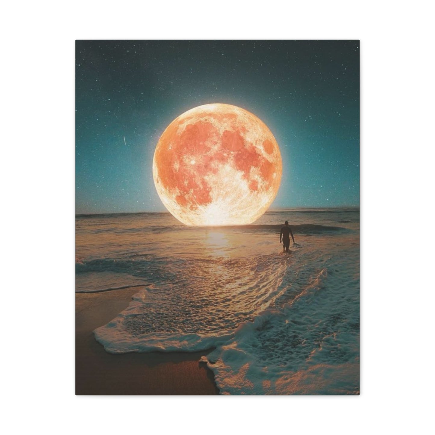 Moon on the water - Canvas Stretched, 0.75"