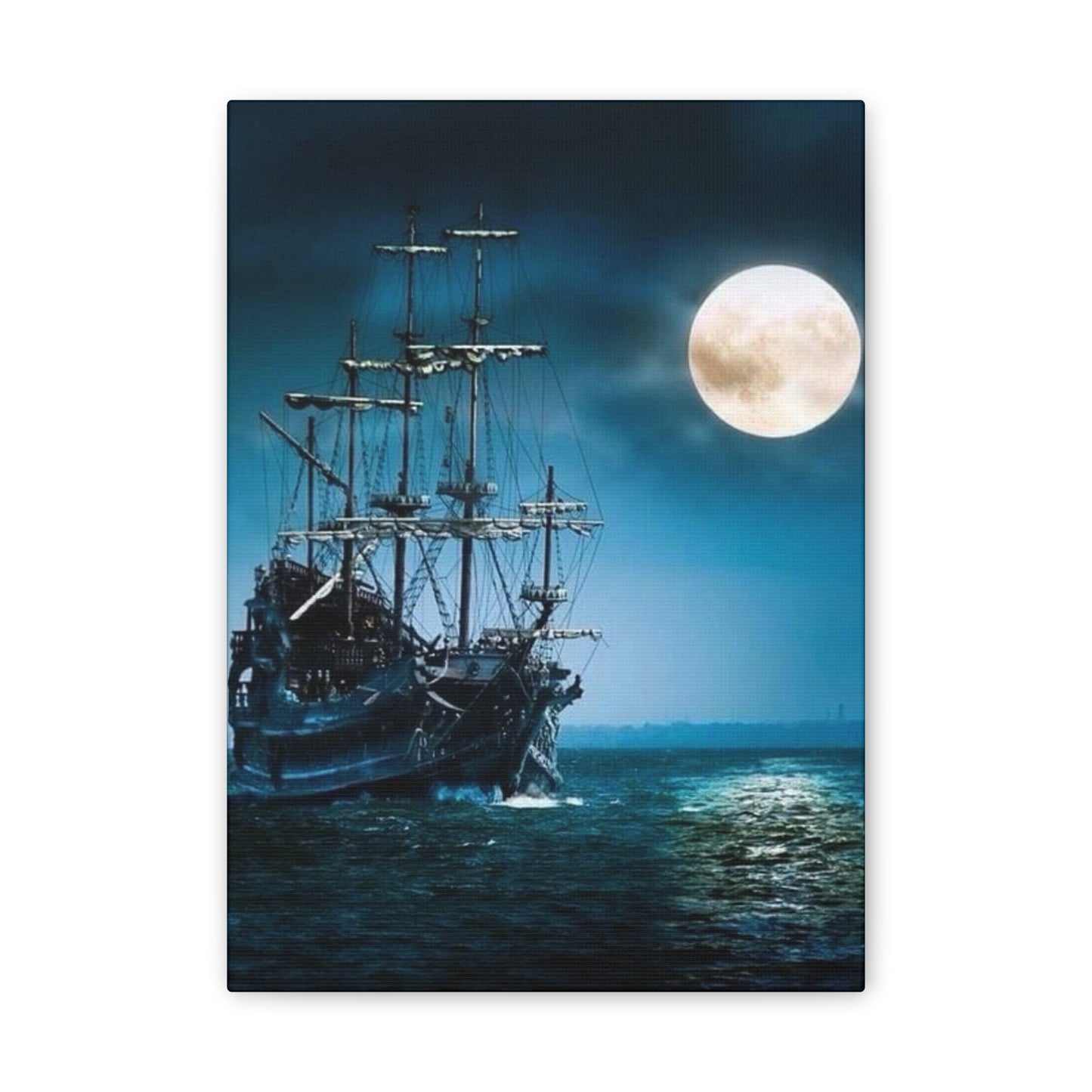 At Sea by Moonlight - Canvas Stretched, 0.75"