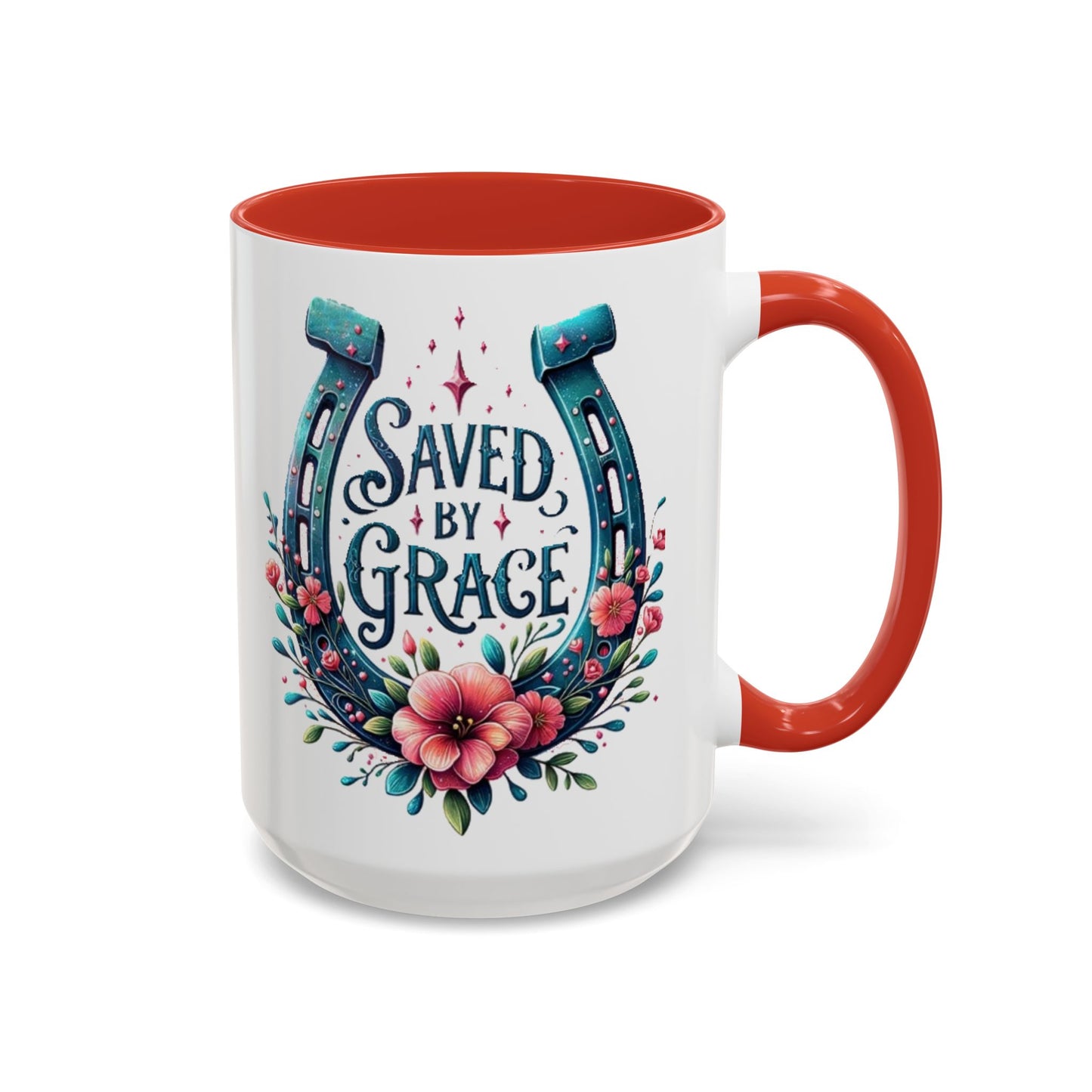 Saved by Grace - Accent Coffee Mug (11, 15oz) - Easter - Mother's Day - Father's Day