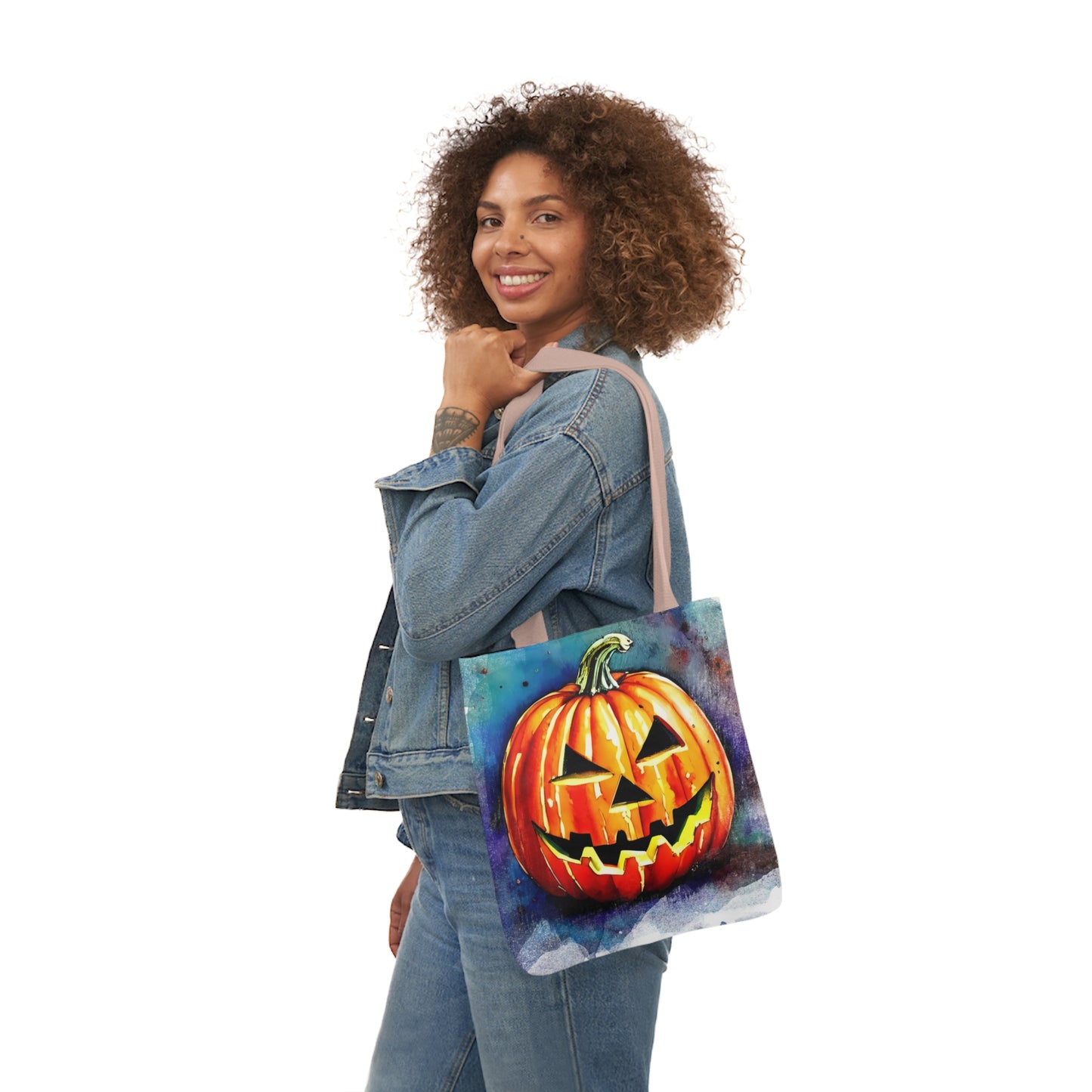 Pumkin Face - Canvas Tote Bag, 5-Color Straps - Halloween