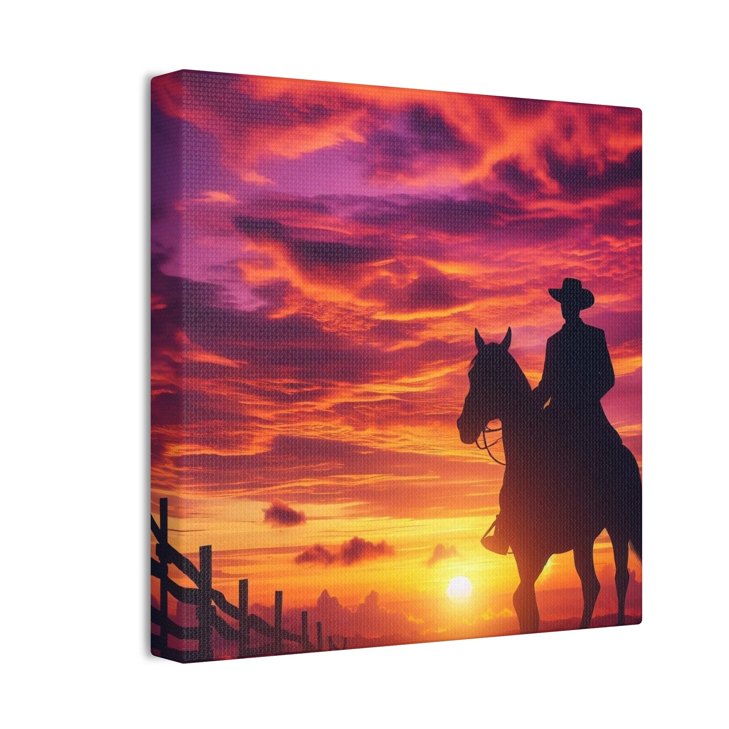 Cowboy in the Sunset - Canvas Stretched, 0.75"