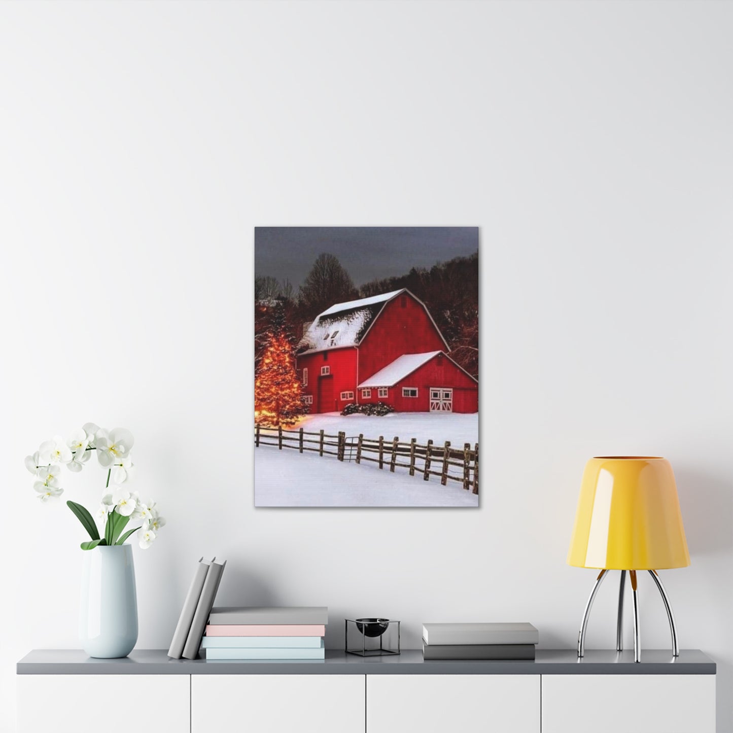 Barn in Winter - Canvas Stretched, 0.75"