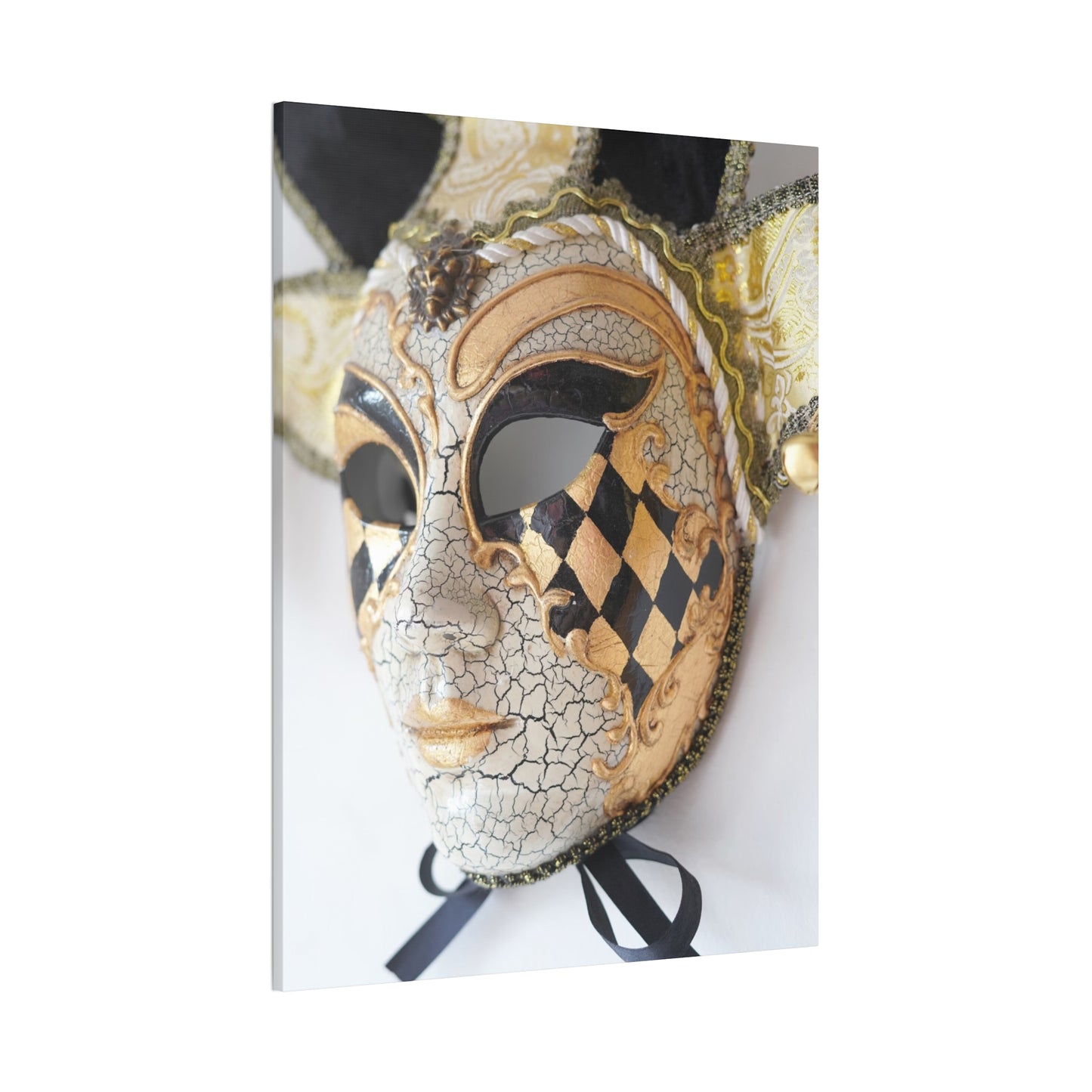 Gold and Silver Mask - Canvas Stretched, 0.75"