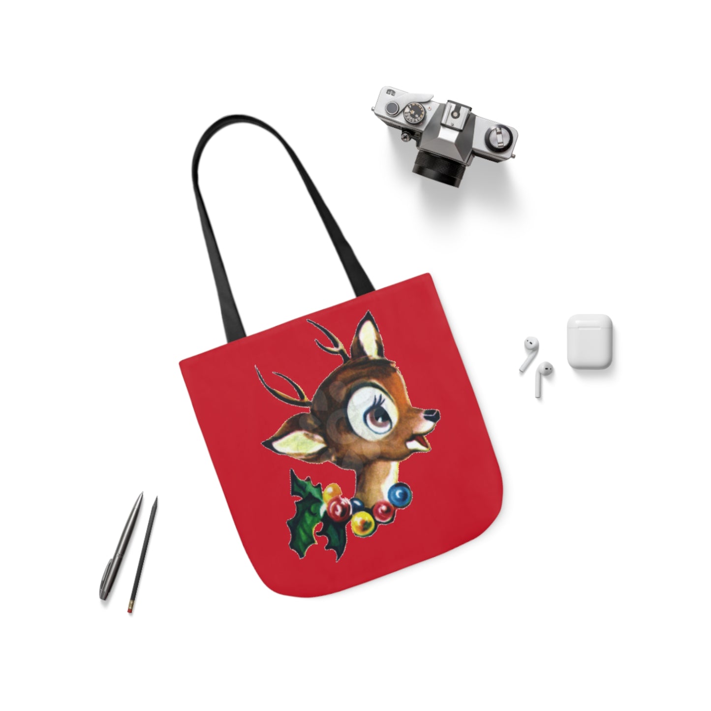 Baby Deer - Canvas Tote Bag, 5-Color Straps - Christmas