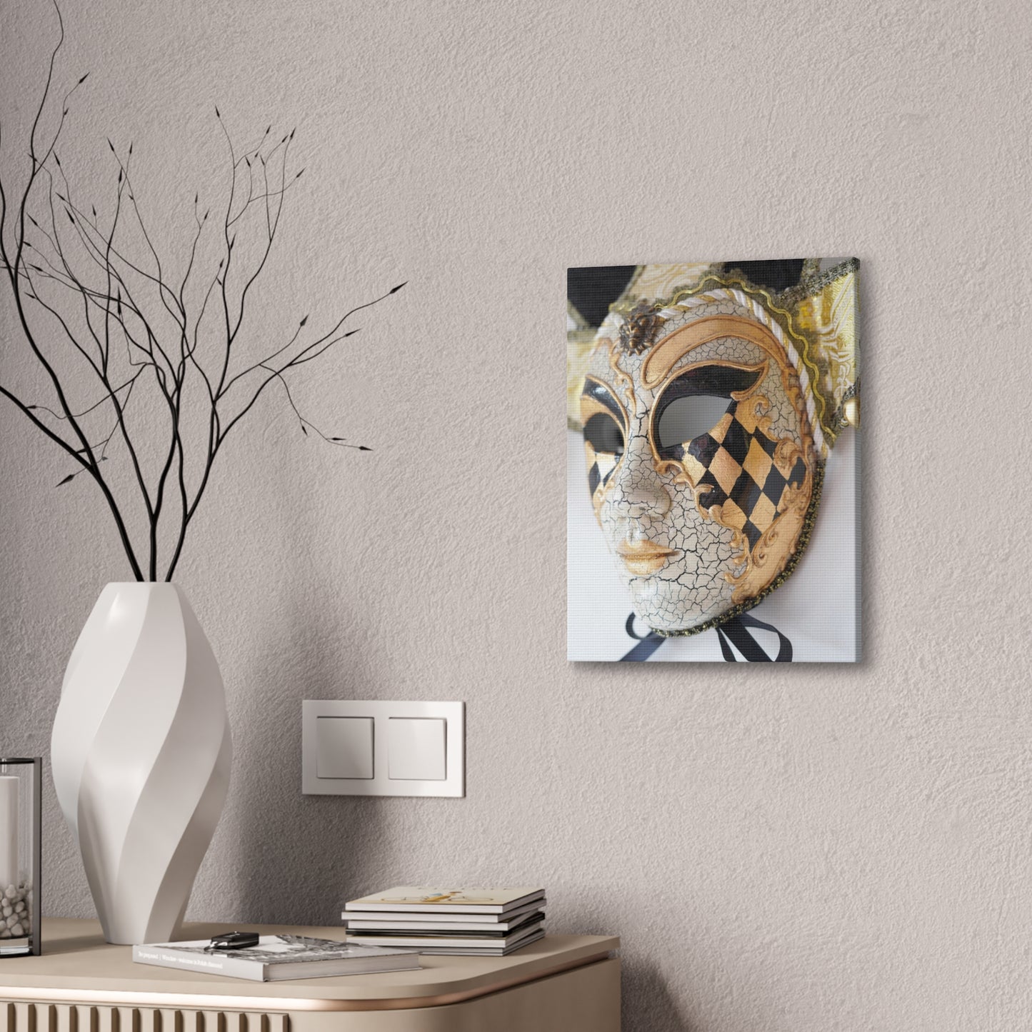 Gold and Silver Mask - Canvas Stretched, 0.75"