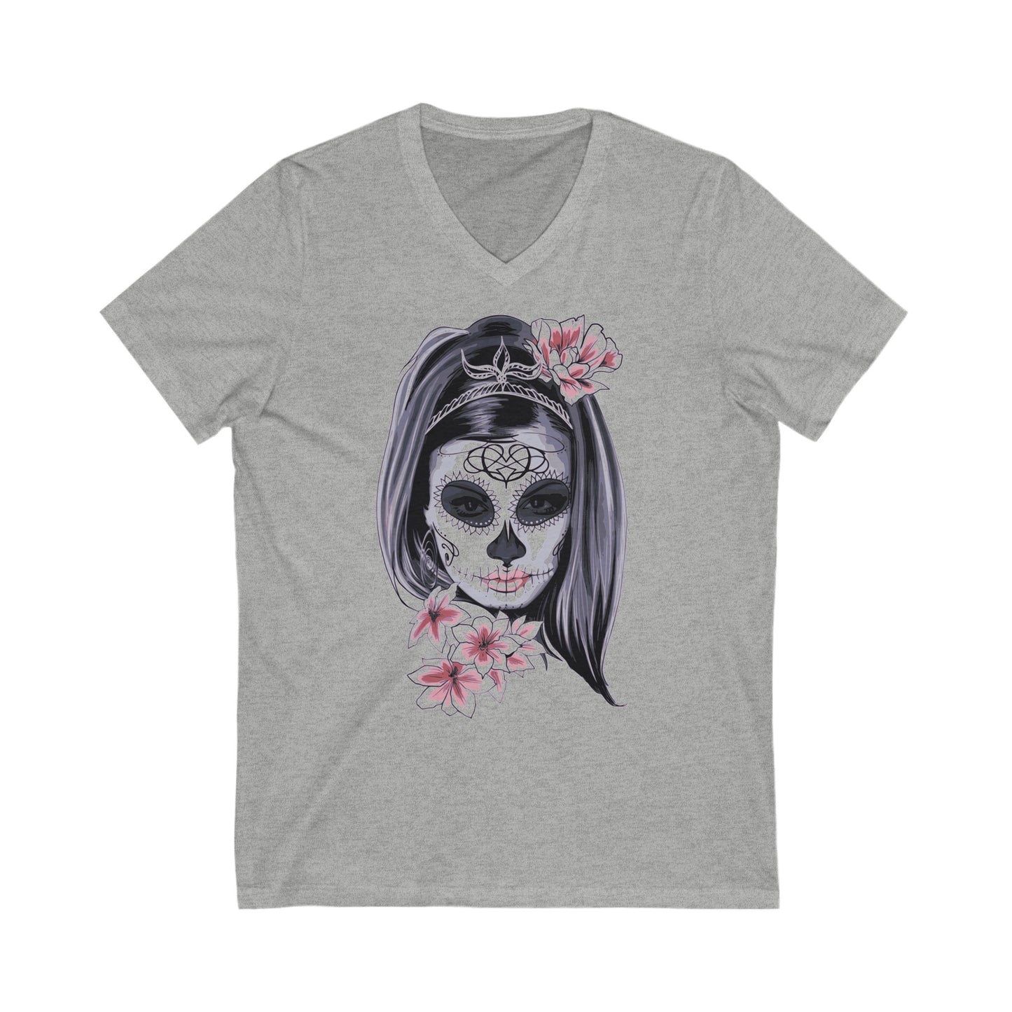 Dia Los Muertos - Unisex Jersey Short Sleeve V-Neck T-shirts - Halloween