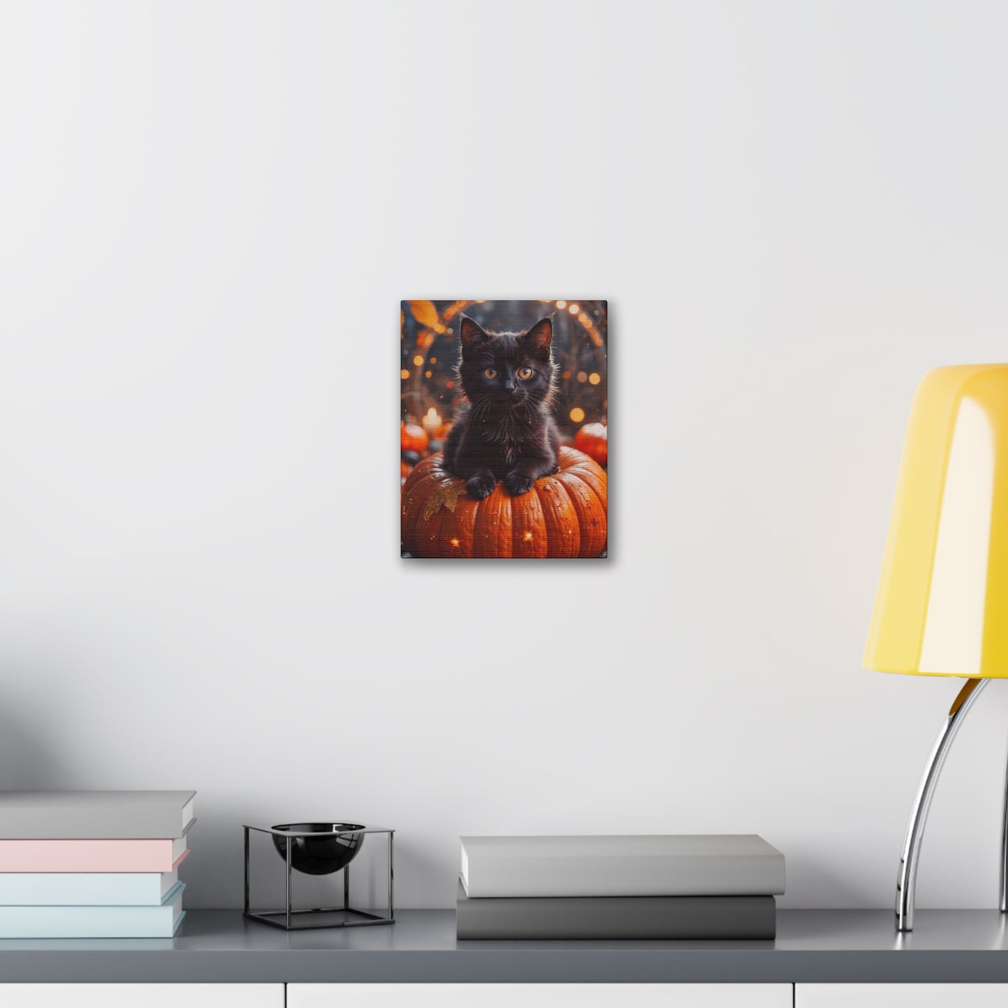 Kitty in Pumkin - Canvas Stretched, 0.75" - Halloween