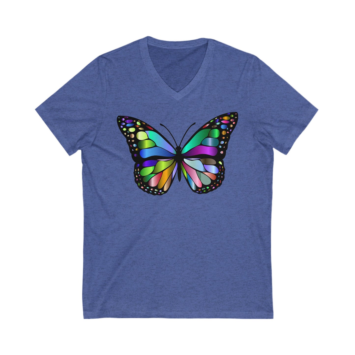 Colorful Butterfly - Unisex Jersey Short Sleeve V-Neck T-Shirts