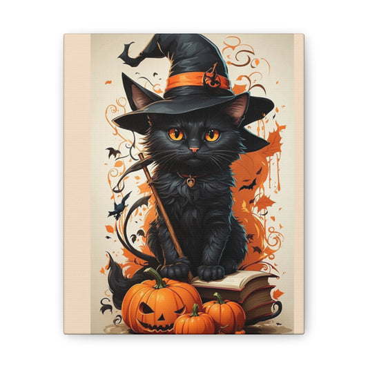 Black Cat - Canvas Stretched, 0.75" - Halloween