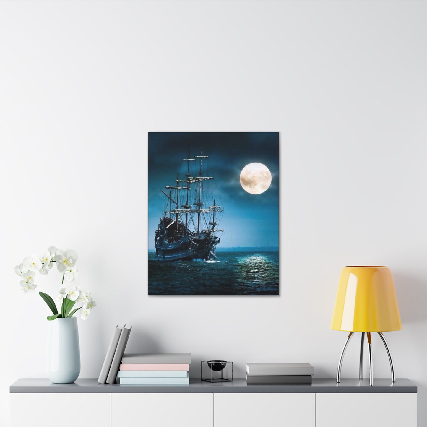 At Sea by Moonlight - Canvas Stretched, 0.75"