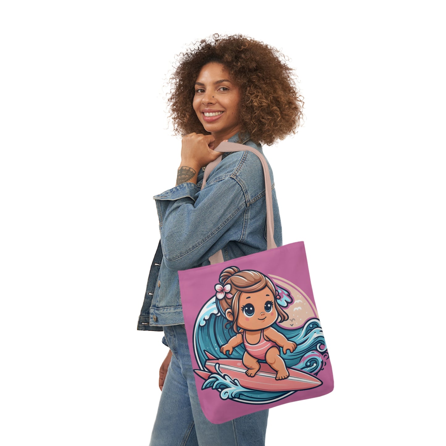 Little Surfer - Canvas Tote Bag, 5-Color Straps