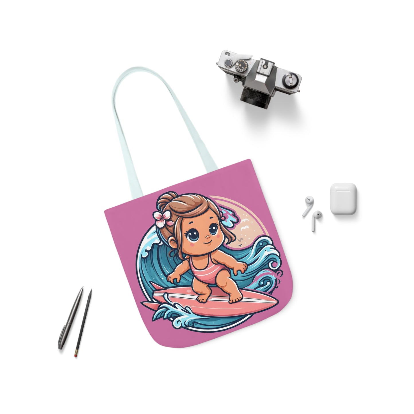 Little Surfer - Canvas Tote Bag, 5-Color Straps