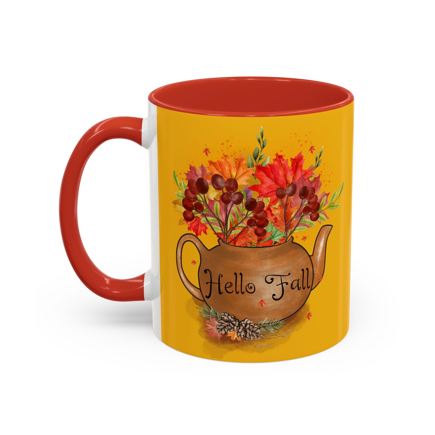 Hello Fall - Accent Coffee Mug (11, 15oz)