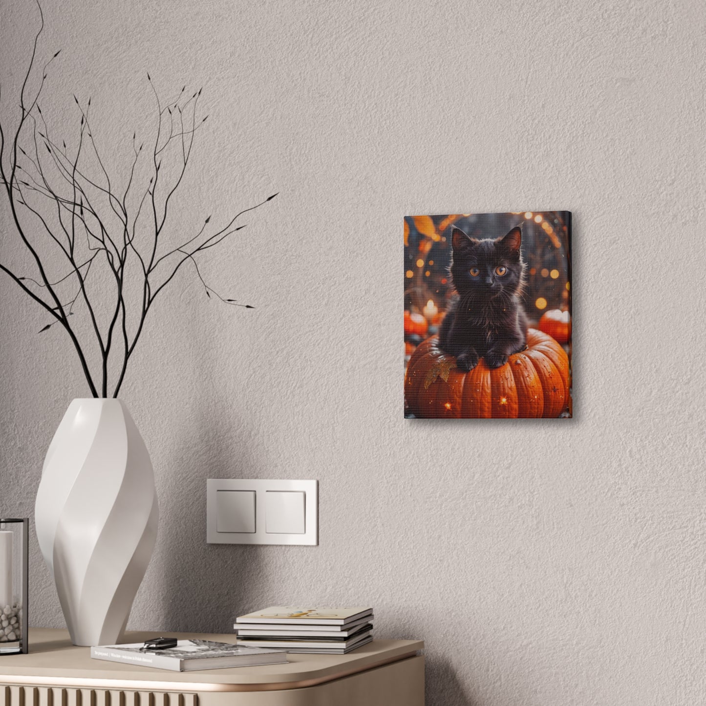 Kitty in Pumkin - Canvas Stretched, 0.75" - Halloween