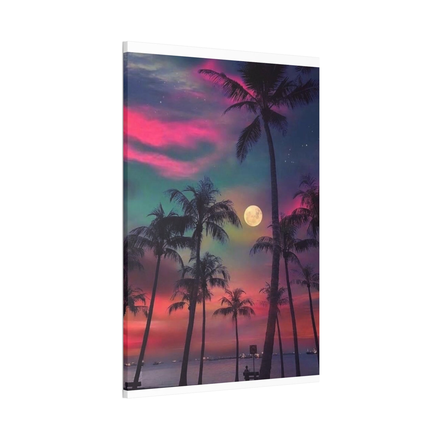 Moon Rise Palms - Canvas Stretched, 0.75"