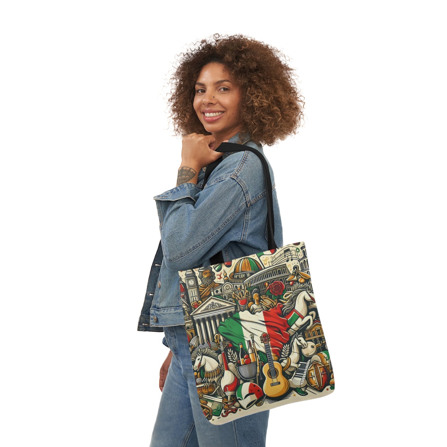 Italian Mural - Canvas Tote Bag, 5-Color Straps